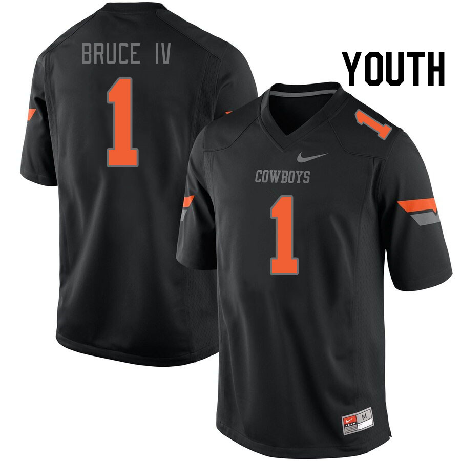 Youth #1 Arland Bruce IV Oklahoma State Cowboys College Football Jerseys Stitched-Black - Click Image to Close